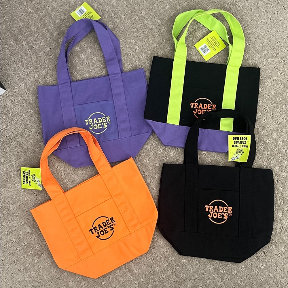Trader Joe's Tote Bag Set Halloween - Purple, Orange, Black, Green